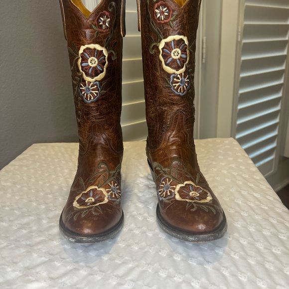 Old Gringo Floral Brown Leather Boots Size 7.5B - Picture 7 of 8